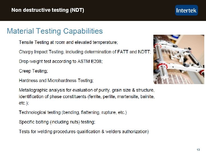 Non destructive testing (NDT) 13 
