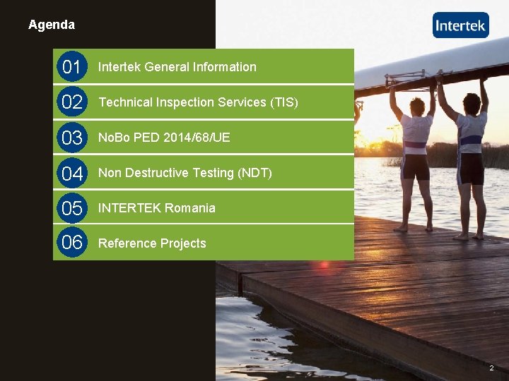 Agenda 01 Intertek General Information 02 Technical Inspection Services (TIS) 03 No. Bo PED