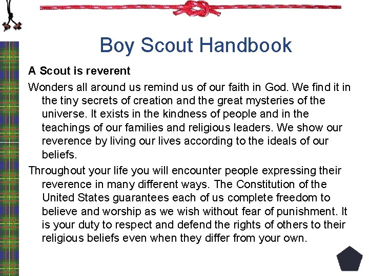 Boy Scout Handbook A Scout is reverent Wonders all around us remind us of
