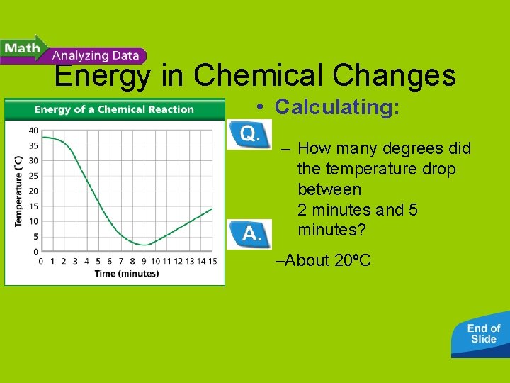 Energy in Chemical Changes • Calculating: – How many degrees did the temperature drop