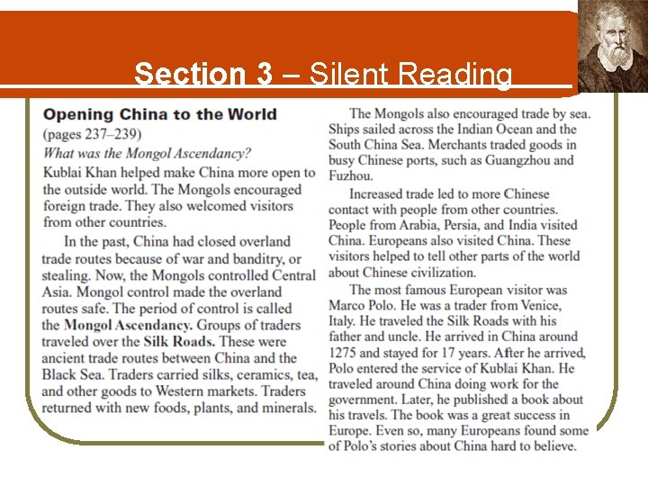 Section 3 – Silent Reading 