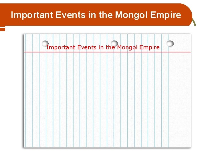 Important Events in the Mongol Empire 