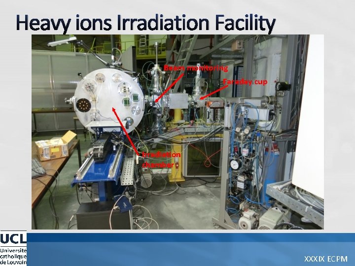 Heavy ions Irradiation Facility Beam monitoring Faraday cup Irradiation chamber XXXIX ECPM 