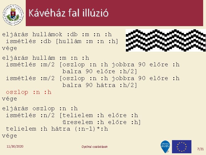 Kávéház fal illúzió eljárás hullámok : db : m : n : h ismétlés