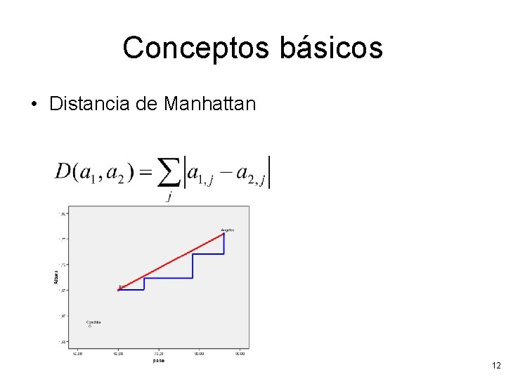 Conceptos básicos • Distancia de Manhattan 12 