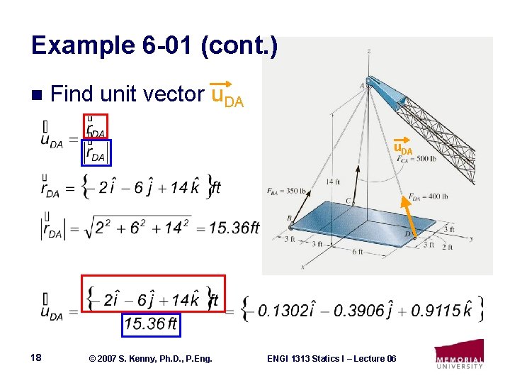 Example 6 -01 (cont. ) n Find unit vector u. DA 18 © 2007