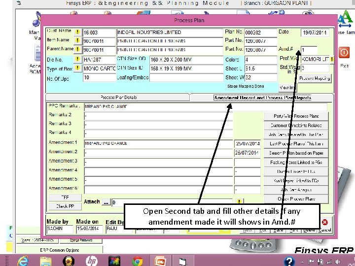 Open Second tab and fill other details if any amendment made it will shows
