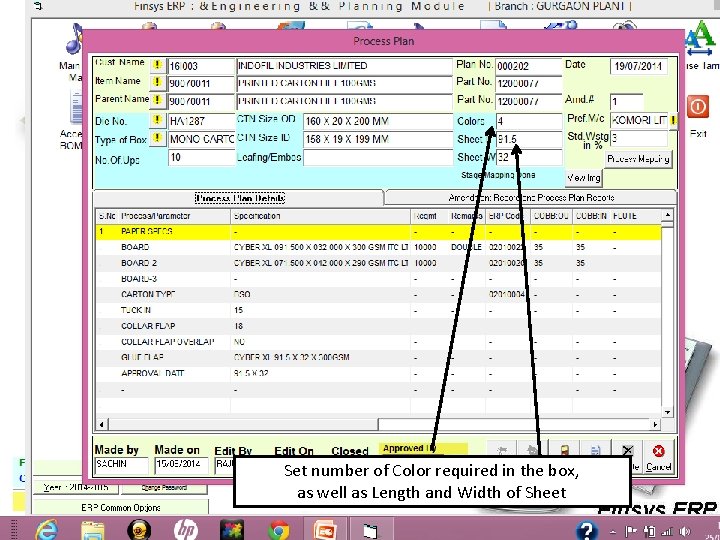 Set number of Color required in the box, as well as Length and Width