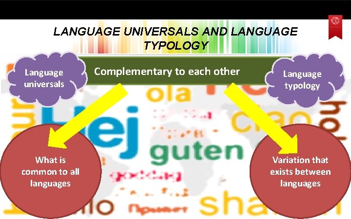 LANGUAGE UNIVERSALS AND LANGUAGE TYPOLOGY Language universals What is common to all languages Complementary