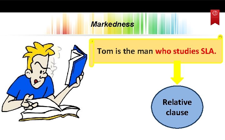 Markedness Tom is the man who studies SLA. Relative clause 
