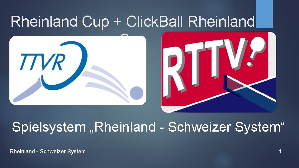 Rheinland Cup + Click. Ball Rheinland Cup Spielsystem „Rheinland - Schweizer System“ Rheinland -