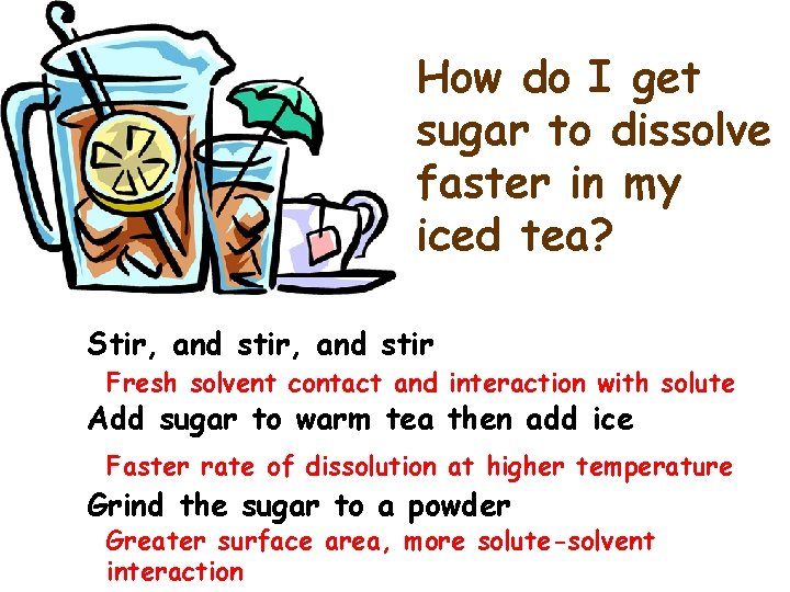 How do I get sugar to dissolve faster in my iced tea? Stir, and