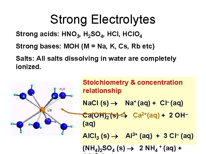 Strong Electrolytes Strong acids: HNO 3, H 2 SO 4, HCl. O 4 Strong