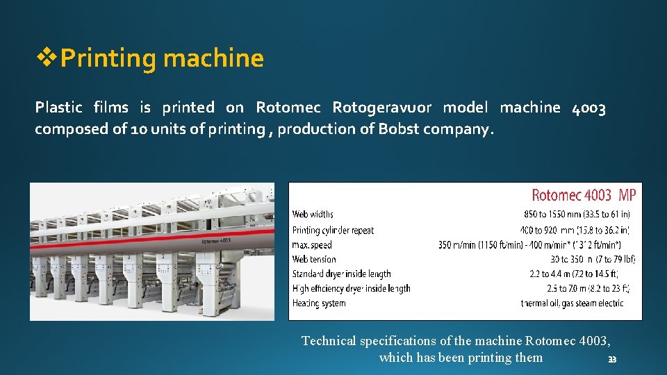 v. Printing machine Plastic films is printed on Rotomec Rotogeravuor model machine 4003 composed
