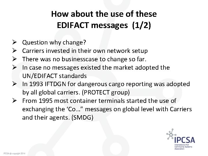 EDIFACT Past Present and Future Rome October 5