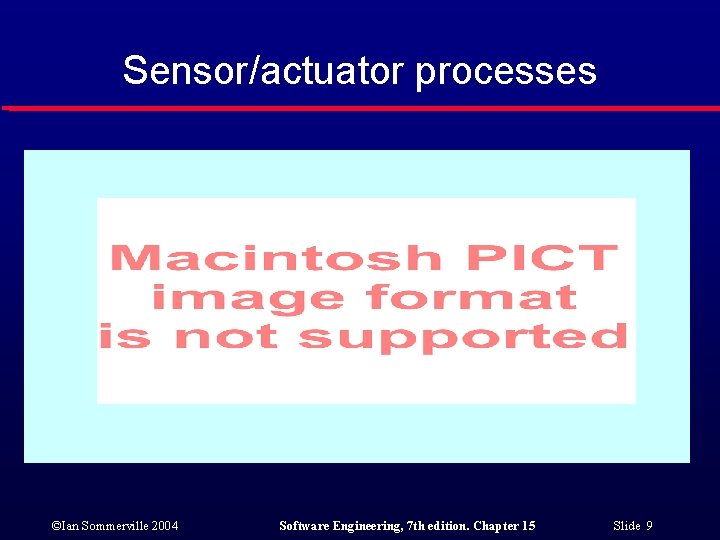 Sensor/actuator processes ©Ian Sommerville 2004 Software Engineering, 7 th edition. Chapter 15 Slide 9