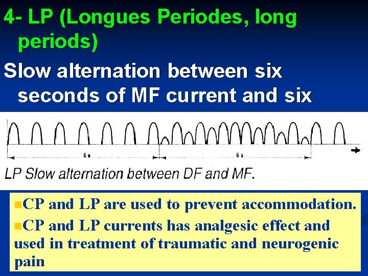 4 - LP (Longues Periodes, long periods) Slow alternation between six seconds of MF