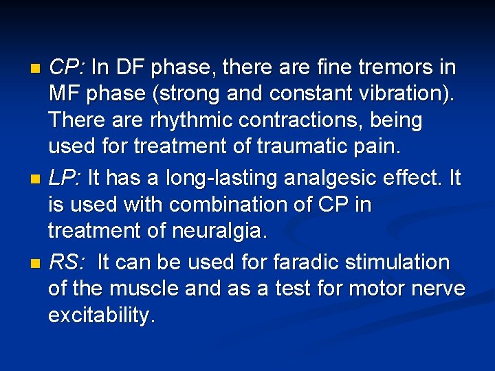 CP: In DF phase, there are fine tremors in MF phase (strong and constant