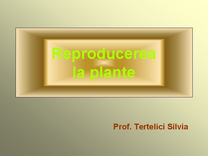 Reproducerea la plante Prof. Tertelici Silvia 