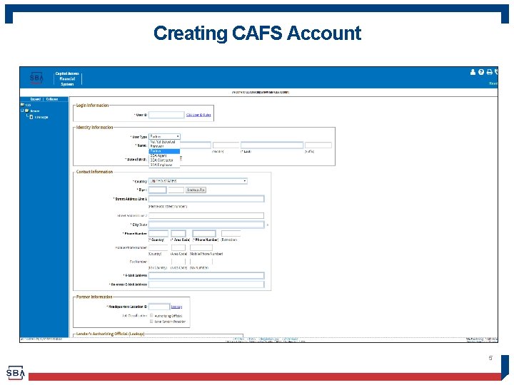 Creating CAFS Account 5 
