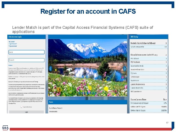 Register for an account in CAFS Lender Match is part of the Capital Access