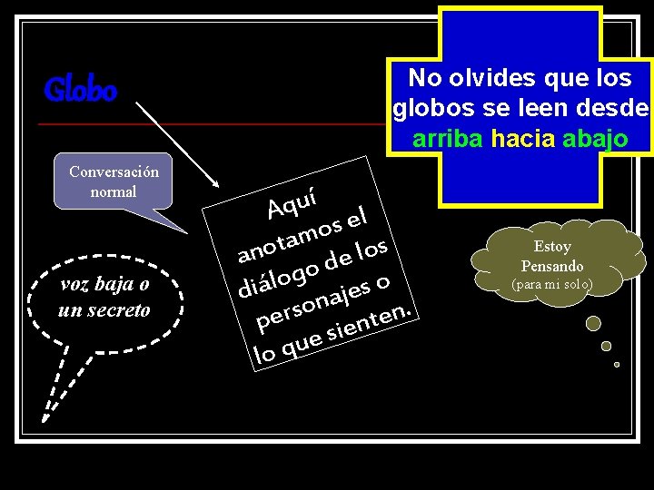 Globo Conversación normal voz baja o un secreto No olvides que los globos se