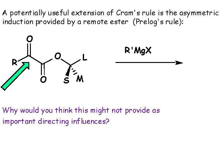 A potentially useful extension of Cram's rule is the asymmetric induction provided by a A potentially useful extension of Cram's rule is the asymmetric induction provided by a