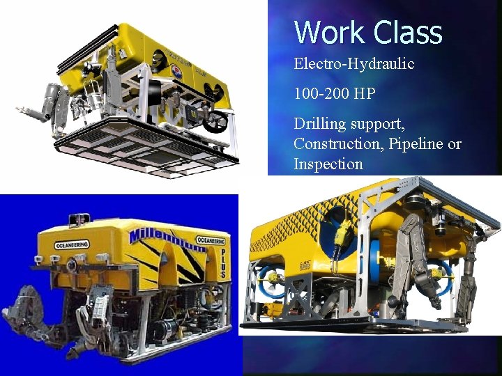 Work Class Electro-Hydraulic 100 -200 HP n Millennium Drilling support, Construction, Pipeline or Inspection