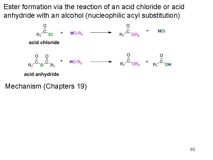 Ester formation via the reaction of an acid chloride or acid anhydride with an Ester formation via the reaction of an acid chloride or acid anhydride with an