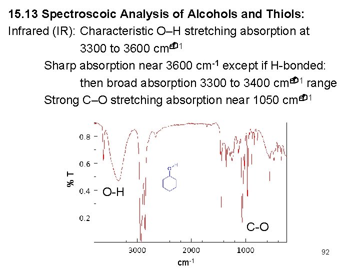 %T 15. 13 Spectroscoic Analysis of Alcohols and Thiols: Infrared (IR): Characteristic O–H stretching %T 15. 13 Spectroscoic Analysis of Alcohols and Thiols: Infrared (IR): Characteristic O–H stretching