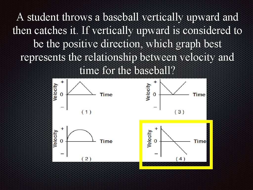 A student throws a baseball vertically upward and then catches it. If vertically upward