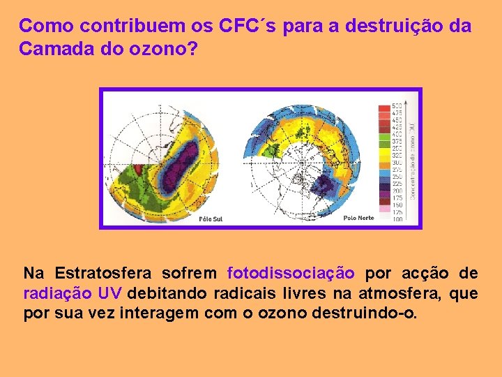 Como contribuem os CFC´s para a destruição da Camada do ozono? Na Estratosfera sofrem