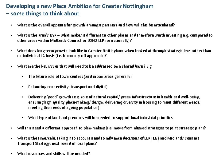 Developing a new Place Ambition for Greater Nottingham – some things to think about