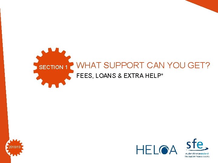 SECTION 1 WHAT SUPPORT CAN YOU GET? FEES, LOANS & EXTRA HELP* 2018/19 SECTION 1 WHAT SUPPORT CAN YOU GET? FEES, LOANS & EXTRA HELP* 2018/19