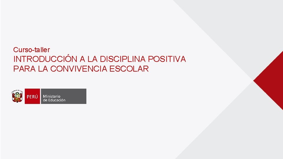 Curso-taller INTRODUCCIÓN A LA DISCIPLINA POSITIVA PARA LA CONVIVENCIA ESCOLAR 