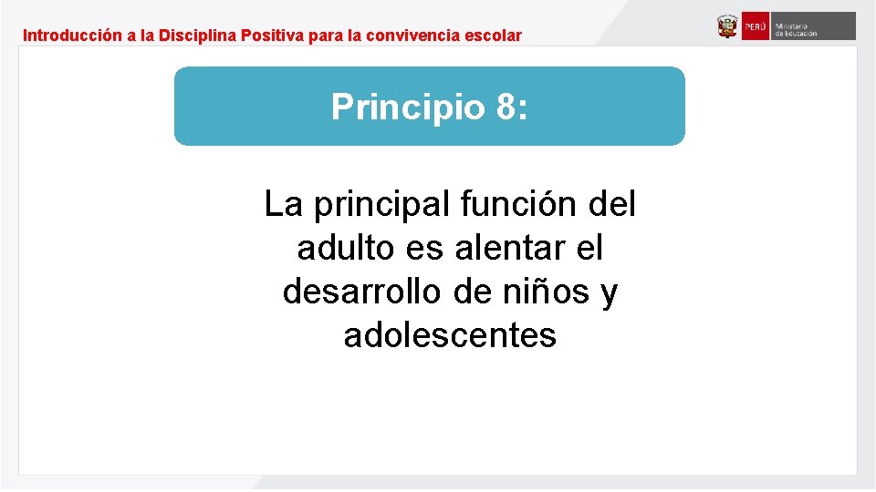 Introducción a la Disciplina Positiva para la convivencia escolar Principio 8: La principal función