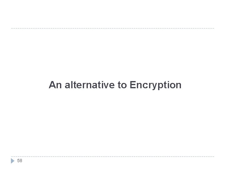 An alternative to Encryption 58 