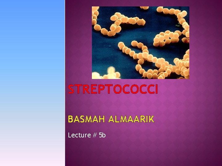 STREPTOCOCCI BASMAH ALMAARIK Lecture # 5 b 