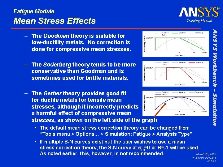 Fatigue Module Mean Stress Effects Training Manual – The Soderberg theory tends to be