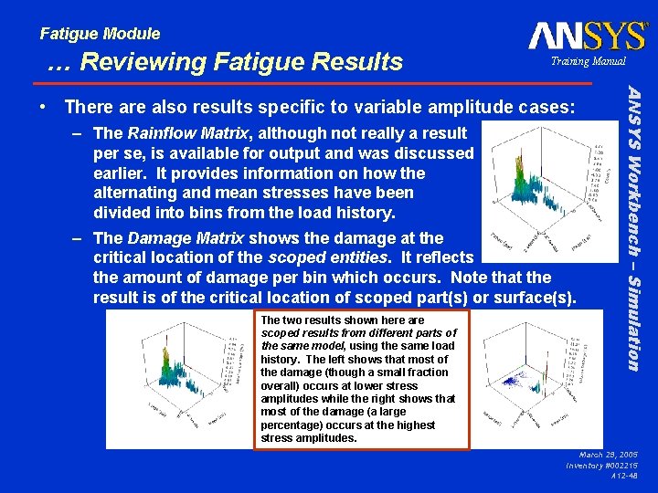 Fatigue Module … Reviewing Fatigue Results Training Manual – The Rainflow Matrix, although not