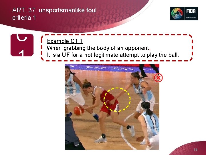 ART. 37 unsportsmanlike foul criteria 1 C 1 Example C 1. 1 When grabbing