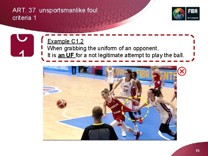 ART. 37 unsportsmanlike foul criteria 1 C 1 Example C 1. 2 When grabbing