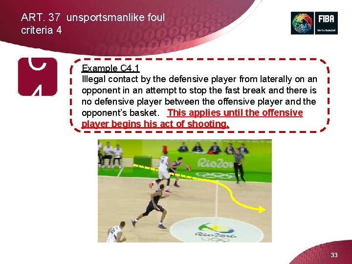 ART. 37 unsportsmanlike foul criteria 4 C 4 Example C 4. 1 Illegal contact