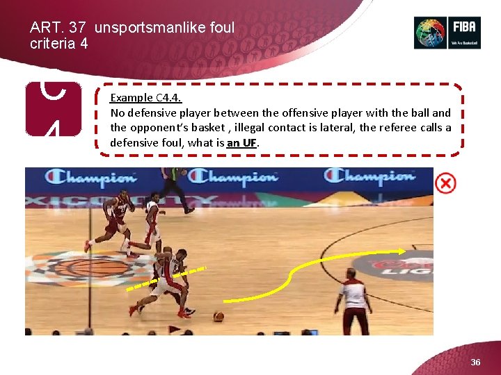 ART. 37 unsportsmanlike foul criteria 4 C 4 Example C 4. 4. No defensive