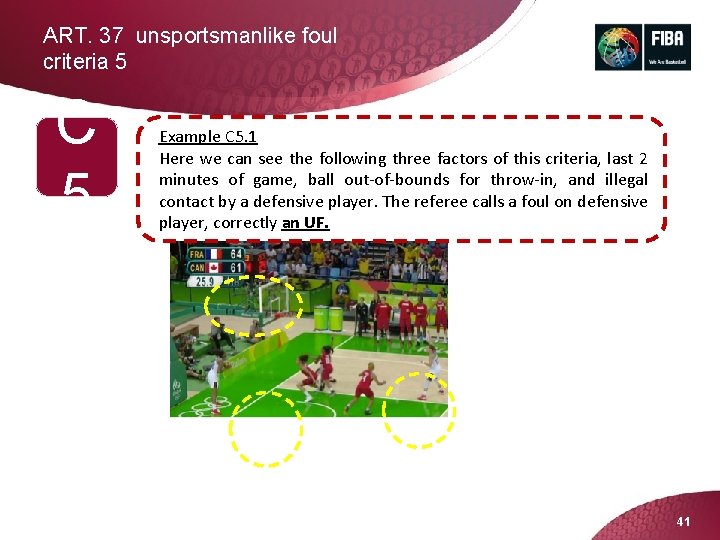 ART. 37 unsportsmanlike foul criteria 5 C 5 Example C 5. 1 Here we