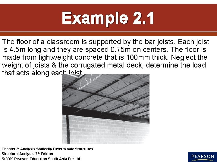 Example 2. 1 The floor of a classroom is supported by the bar joists.
