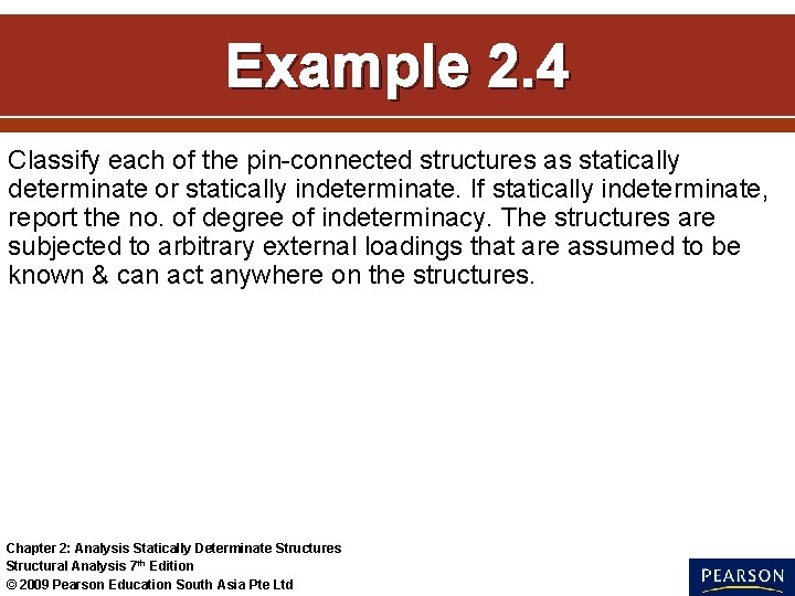 Example 2. 4 Classify each of the pin-connected structures as statically determinate or statically