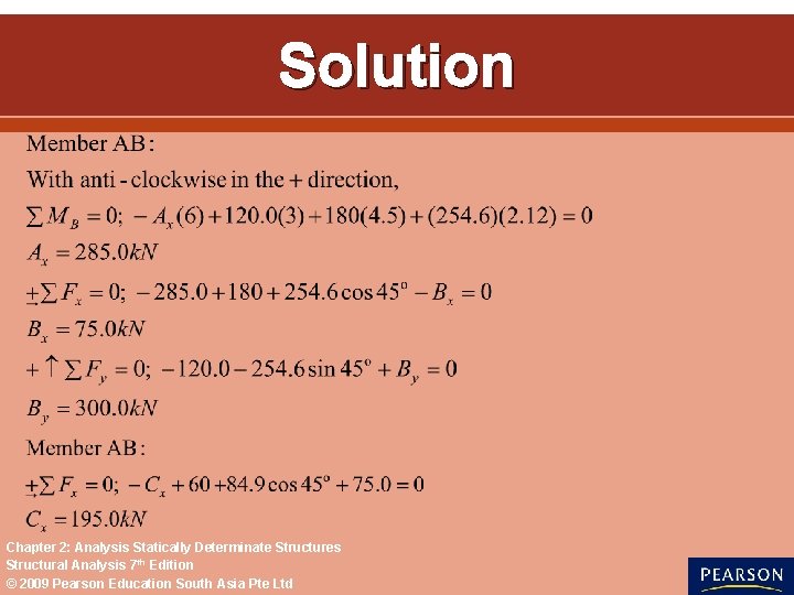 Solution Chapter 2: Analysis Statically Determinate Structures Structural Analysis 7 th Edition © 2009