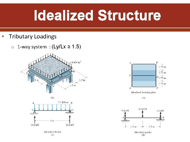 Idealized Structure • Tributary Loadings o 1 -way system : (Ly/Lx ≥ 1. 5)