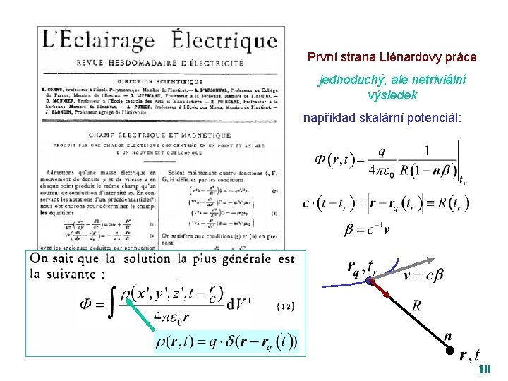 První strana Liénardovy práce jednoduchý, ale netriviální výsledek například skalární potenciál: 10 
